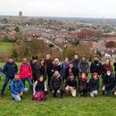 Nature walk to a Christmas village 's picture