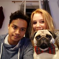 Justine, Erwin  and the pug的照片